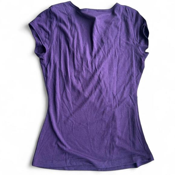 Vintage purple rave t shirt Medium Sequin Juniors top v neck y2k retro - Picture 4 of 4